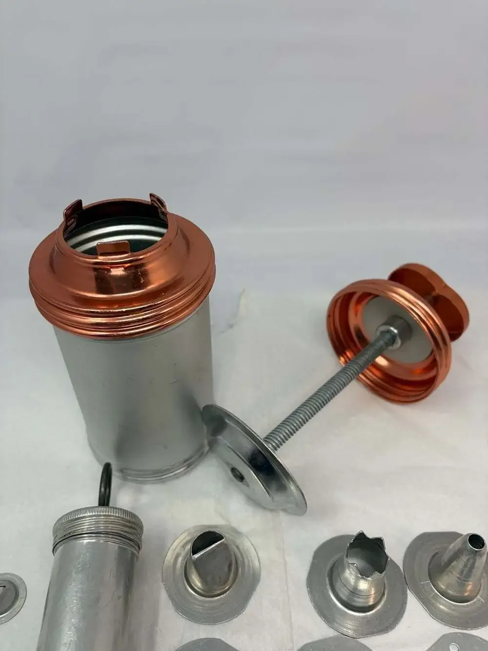 Vintage Mirro Aluminum & Copper Cookie Pastry Press &Cake Decorator Kit 20 piece